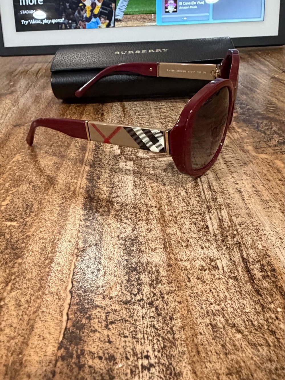 Burberry Burgundy Round Oversized Women's Sunglasses - Picture 7 of 15